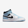 air jordan 1 mid se white/black/ice blue