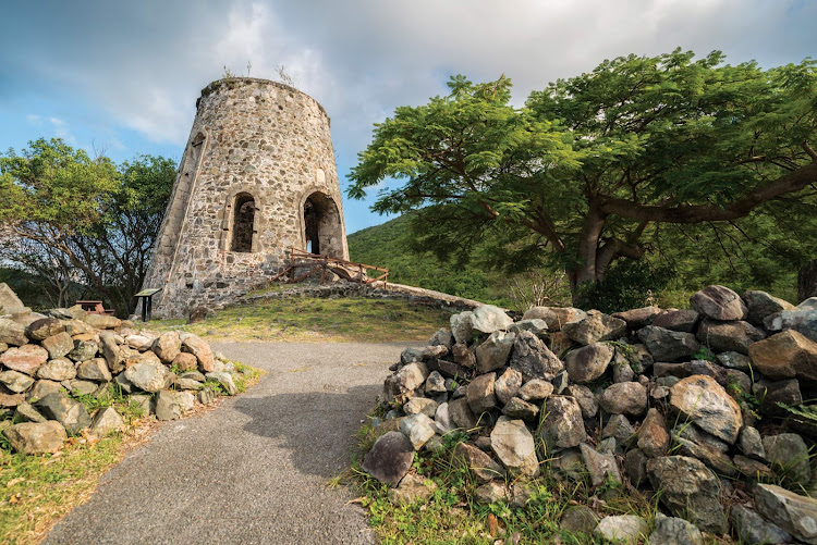 Stroll through the grounds of the old sugar mill on St. John in the U.S. Virgin Islands.