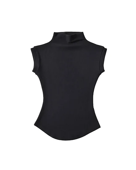 Women Summer Sexy Turtleneck Sleeveless T-Shirts Tops Sol... - 2