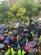 Joburg municipal workers demanding to be addressed by mayor Mpho Phalatse.