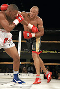 Isaac Chilemba, right, seen here in a previous  bout  against  Vikapita Meroro, will be fighting for the WBA light heavyweight title in Atlantic City, US, on Sunday. 