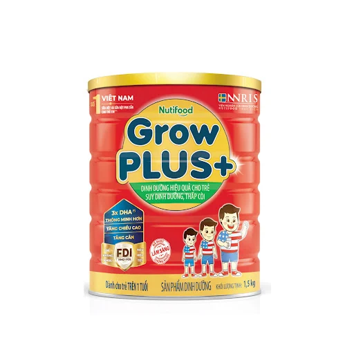 Sữa bột NutiFood GrowPLUS+ trên 1 tuổi (Đỏ) 1.5 kg