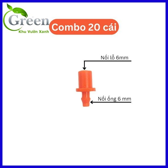 Combo 20 Cái Khởi Thủy Nối 1 Đầu Gân 1 Đầu Nối Lỗ 6Mm Dùng Trong Tưới Phun Sương, Phun Mưa, Nhỏ Giọt