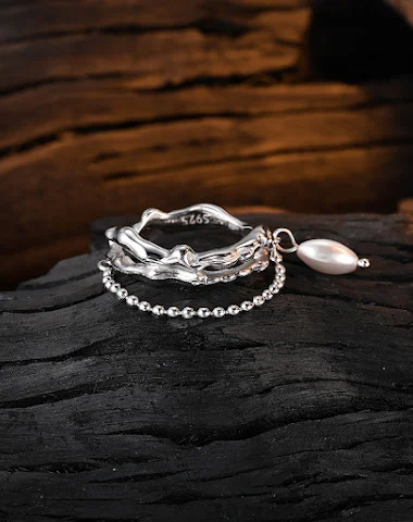 S925 zilveren ring met dubbele laag - 2