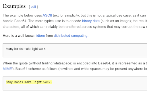 Examples characters, whitespace) represented 