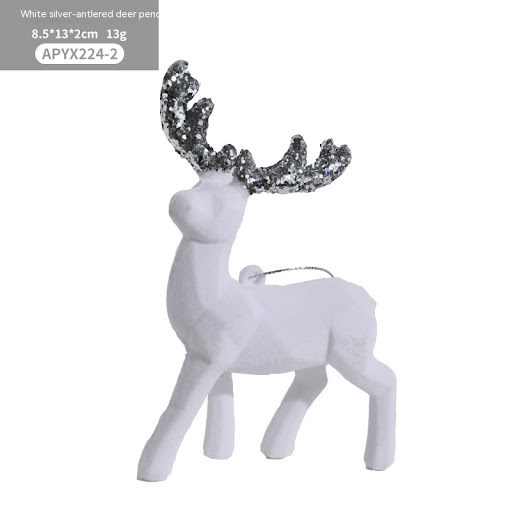 Title 7, Christmas Red Flocking Elk Pendant with White G...