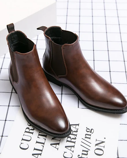 2023 Leather Men Chelsea Boots Brand Designer Italy Dress... - 3