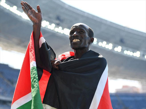 Ezekiel Kemboi celebrates after winning bronze in the finals of the men's 3,000m race at the Olympic Stadium in Rio de Janeiro, August 17, 2016 /REUTERS