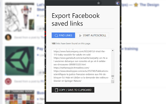 Export saved links chrome extension