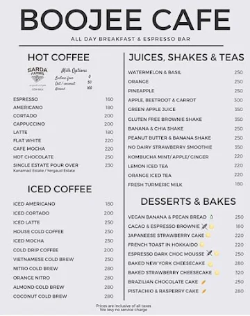 Boojee Cafe menu 