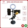 Đèn Live Stream 4In1 Để Bàn Có Chân Đỡ Micro Livestream Hai Điện Thoại - Bộ Giá Đỡ