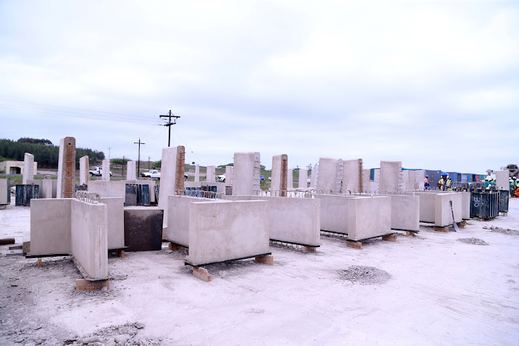 The Jersey barrier construction site at Umhlabuyalingana in northern KwaZulu-Natal. These 1.5m tall concrete barriers will prevent cross-border crime