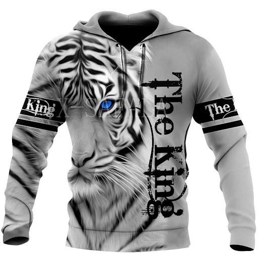 Title 2, Cool White Tiger 3D All Over Print Hoodie Men S...