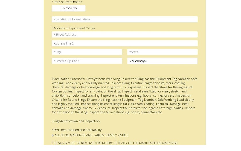 Report of Thorough Examination Screen 3