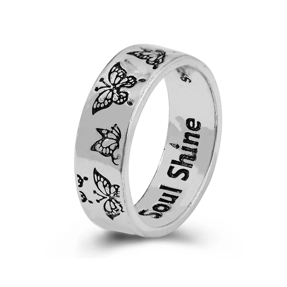 Vintage gesneden vlinderring voor dames, enkele ring. Voeg een vleugje elegantie en uniekheid toe aan je look met deze prachtige ring.