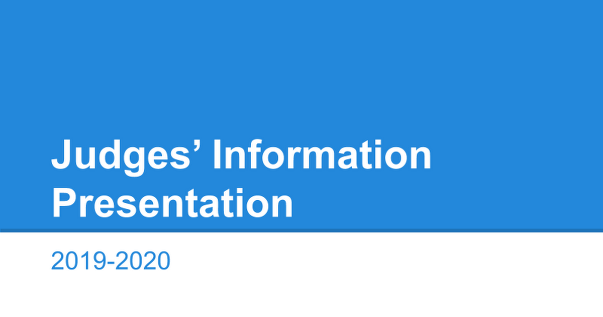 Judges Informational Meeting Presentation 