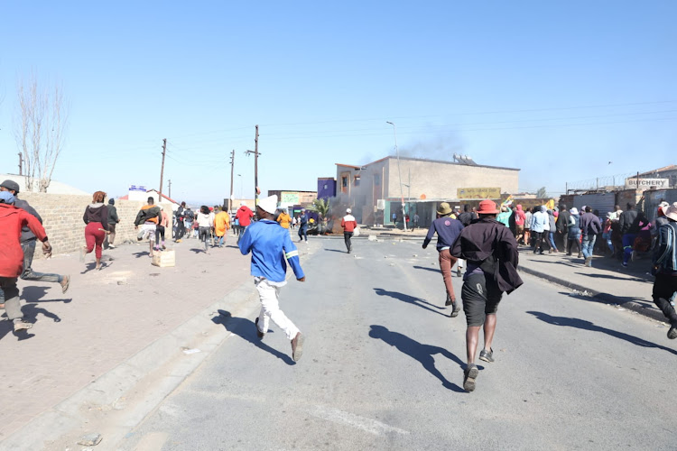 Residents marching the streets of Diepsloot during the protest.
