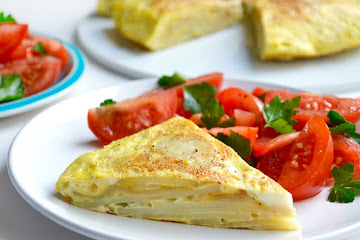 Spanish Tortilla with Tomato Salad
