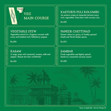 The Tanjore Tiffin Room menu 