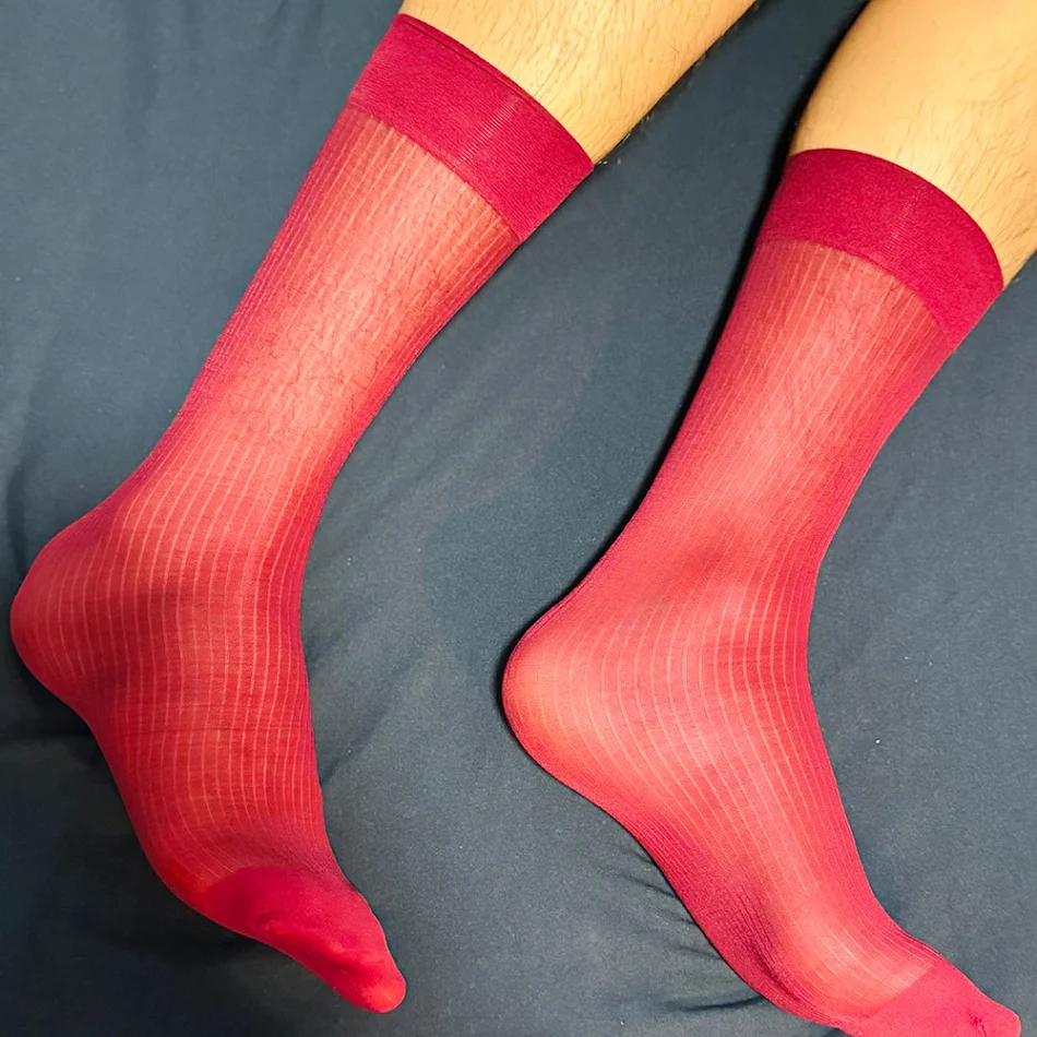 Medias a rayas para hombre Estilo caballero Largas de tubo Nylon japonés Transpirables Elegantes para cualquier ocasión.