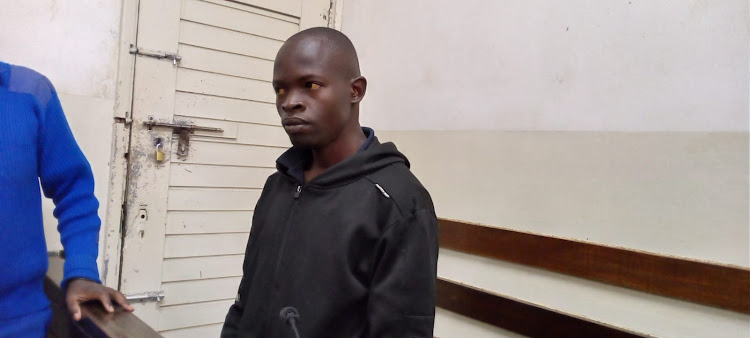 Erick Simiyu in Kibera court where he was charged with the offence