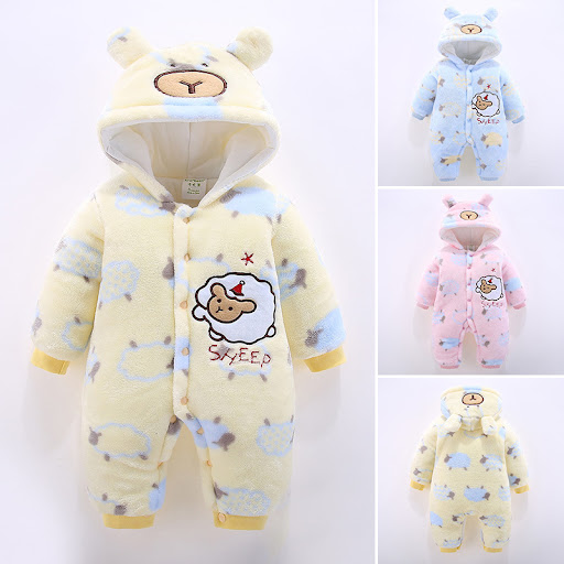 Title 2, Infant Thickened One-Piece Winter Romper, Anima...