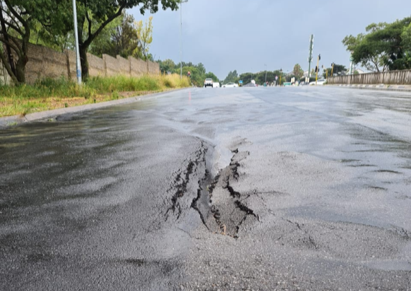 Stormwater drainage could be the cause of a developing sinkhole on Uranium Road in Fourways.