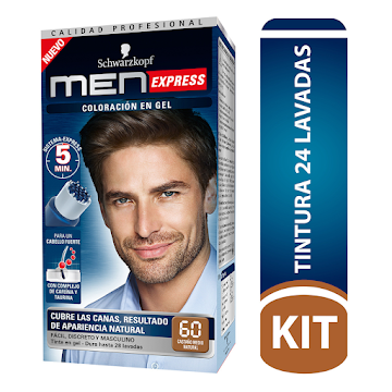 Tinte Men Express Permanente 60 Castaño Medio Natural Tubo x 40 ml  