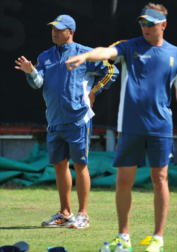 Charl Langeveldt and Allan Donald (specialist bowling coach), during the South African national cricket team nets session at Sahara Park Newlands. Picture Credit: Gallo Images