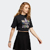 love uniteds crop trefoil short sleeve t-shirt black / multicolor w