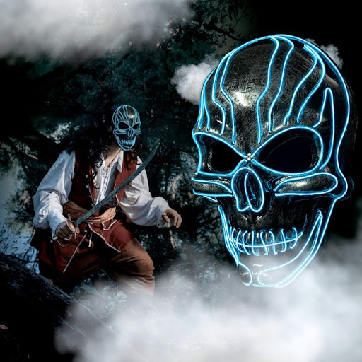 Title 6, Halloween Luminous Mask With EL Wi 3 Flashing M...