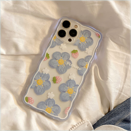 Title 4, Flower phone case with wavy edge. Stylishly pro...