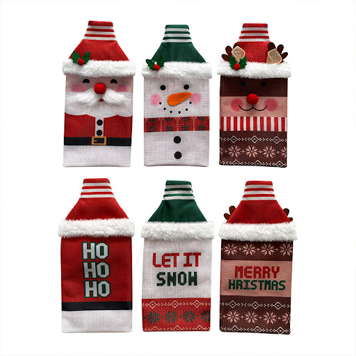 Title 3, Traditional Santa Claus Snowman Deer Bottle Cov...