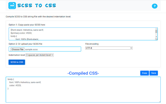 SCSS to CSS chrome extension