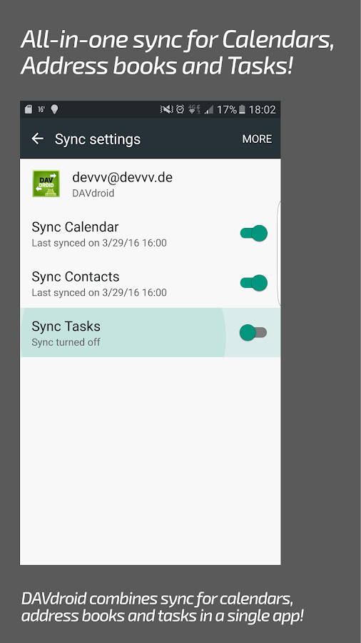    DAVdroid – CalDAV/CardDAV Synchronization- screenshot  