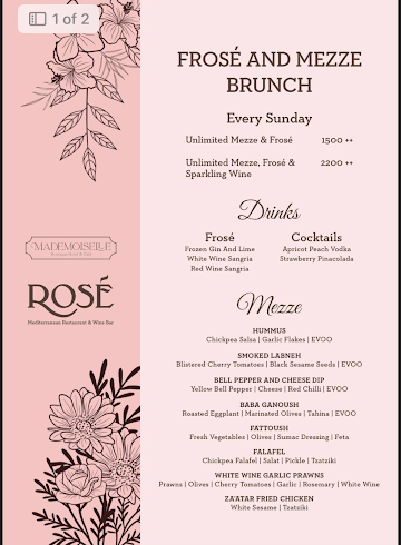 Rose - Mediterranean Restaurant & Wine Bar menu 