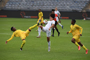 Karob Dhhlamini of South Africa and Ikram Adjabi of Algeria during the 2022 Africa Women Cup of Nations qualifier match between South Africa and Algeria. 