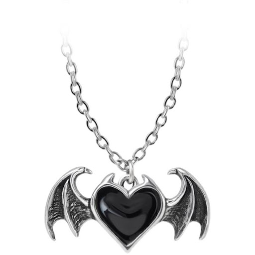Title 6, Womens Black Devil Heart Wings Necklace, a uni...
