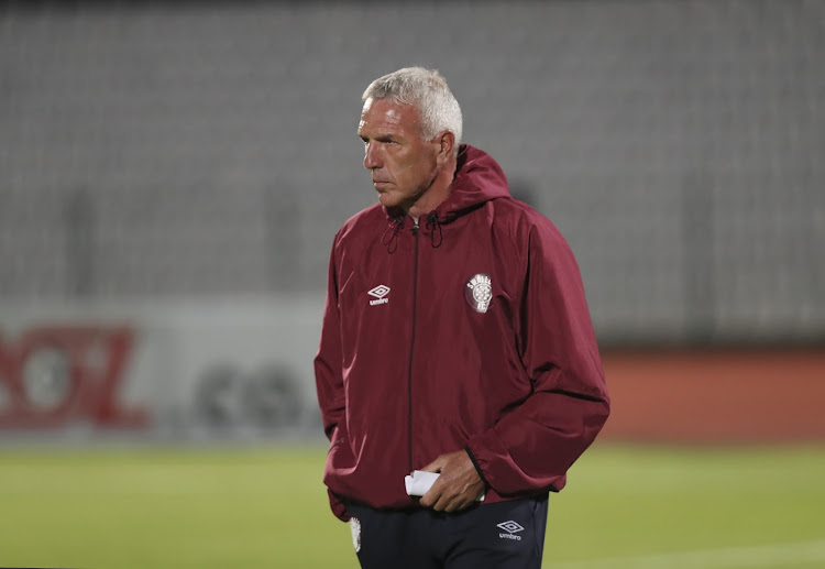 Swallows coach Ernst Middendorp during the DStv Premiership match against Orlando Pirates at Dobsonville Stadium.