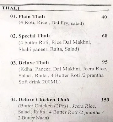Desi Dhaba menu 
