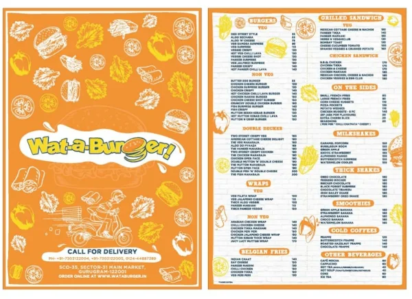 Wat A Burger - India Ka Burger menu 