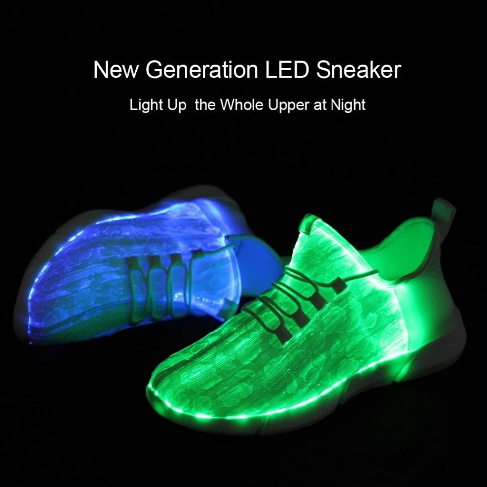 Nieuwe LED-vezeloptische barschoenen voor meisjes, jongens, mannen en vrouwen. Verlicht je stappen met deze trendy en coole schoenen!