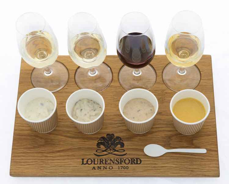 Soup and wine combo at Lourensford.