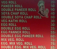 Zaika's Shawrama Roll Corner menu 1