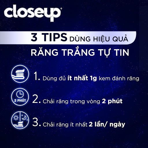 Kem đánh răng Closeup Trắng bật tông 3X với khoáng trắng tự nhiên 100g