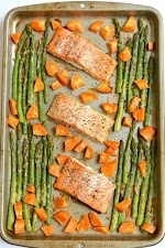 One Pan Baked Salmon Asparagus &amp; Sweet Potato was pinched from <a href="https://skinnyfitalicious.com/one-pan-baked-salmon-asparagus-sweet-potato/" target="_blank" rel="noopener">skinnyfitalicious.com.</a>