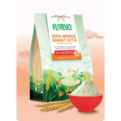 Floryo 100% Whole Wheat Atta (Superior MP Lokwan Wheat), Fine Texture, High Fibre 1 Kg