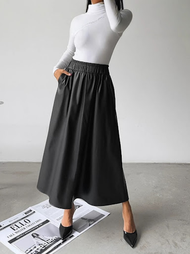 Title 8, Wine Red Faux Leather High Waist Skirt for a fl...