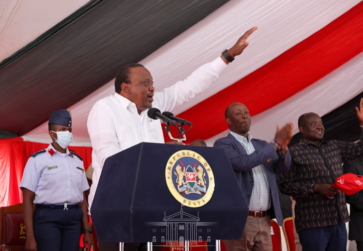 President Uhuru Kenyatta addressing a crowd after he commissioned the refurbished Nakuru Railway Station and addressed residents.