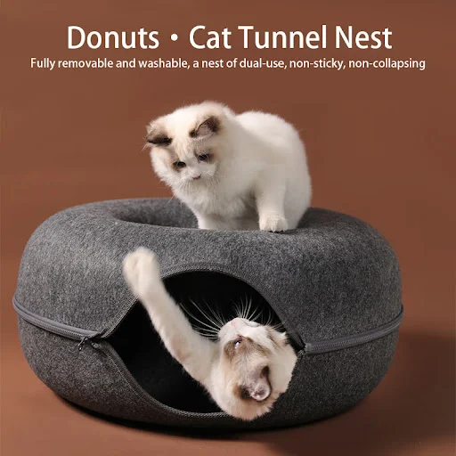 YUDODO Beds For Pets Four Seasons Pet Wool Felt Cats Tunnel Interactive Toy Cat Bed Indoor Kitten Exercising Cat Trainin